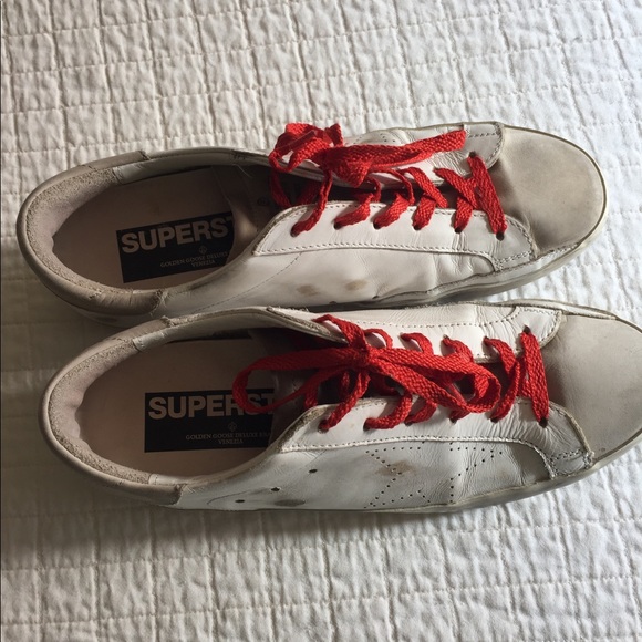 Golden Goose superstar white leather distressed sneaker w/suede toe - Picture 9 of 16
